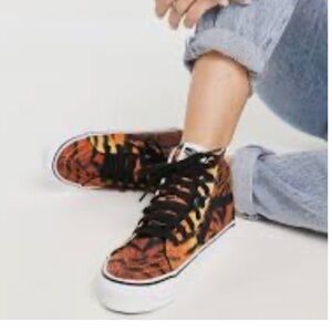 Vans SK8-Hi Tapered Sneakers in Tiger Women Sz 8 Brown Blk Logo